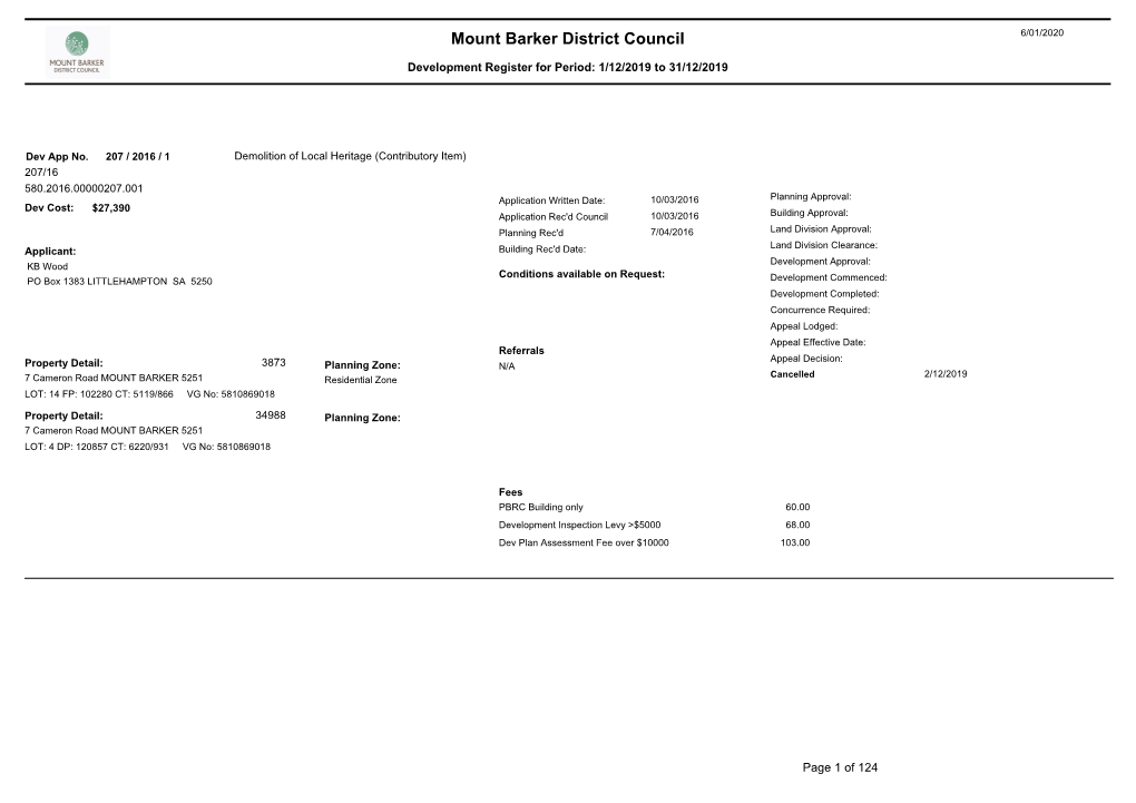 Mount Barker District Council 6/01/2020