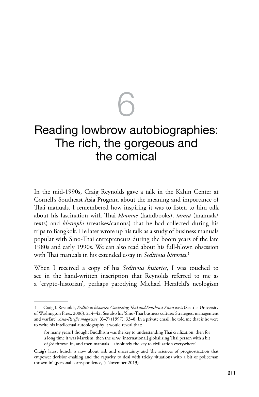 6. Reading Lowbrow Autobiographies