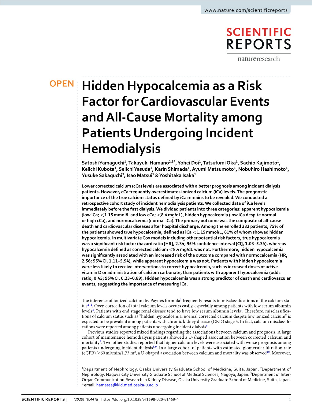 Hidden Hypocalcemia As a Risk Factor for Cardiovascular Events
