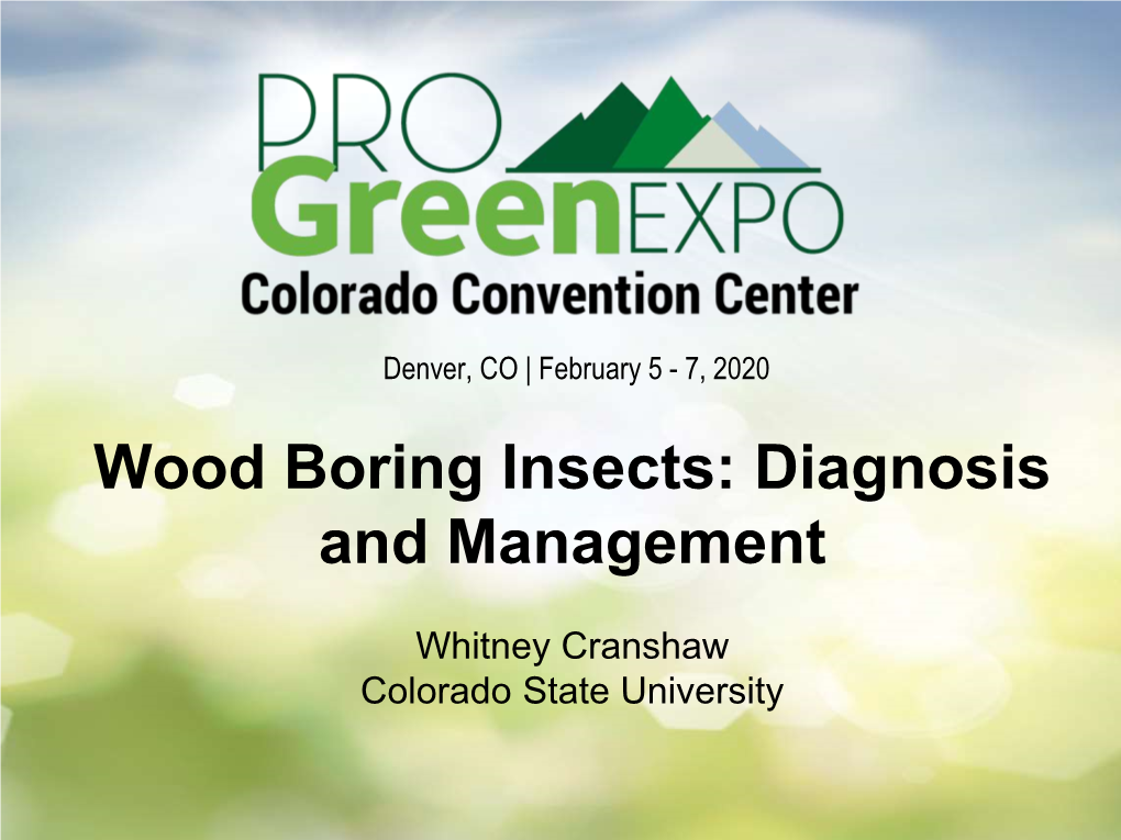 Wood Boring Insects: Diagnosis and Management