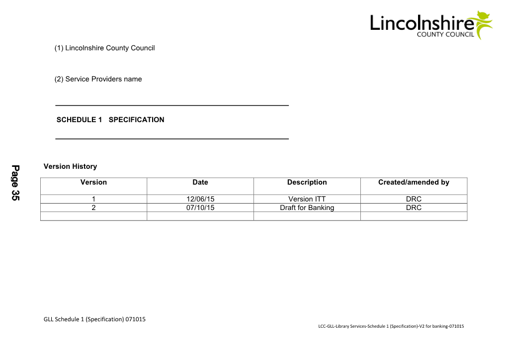 (1) Lincolnshire County Council (2) Service Providers Name
