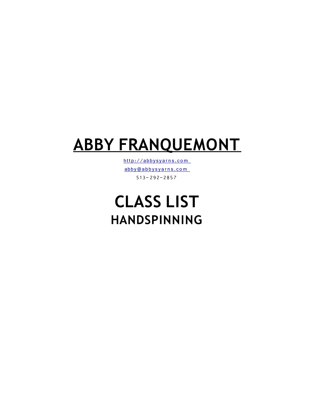 Abby Franquemont Class List