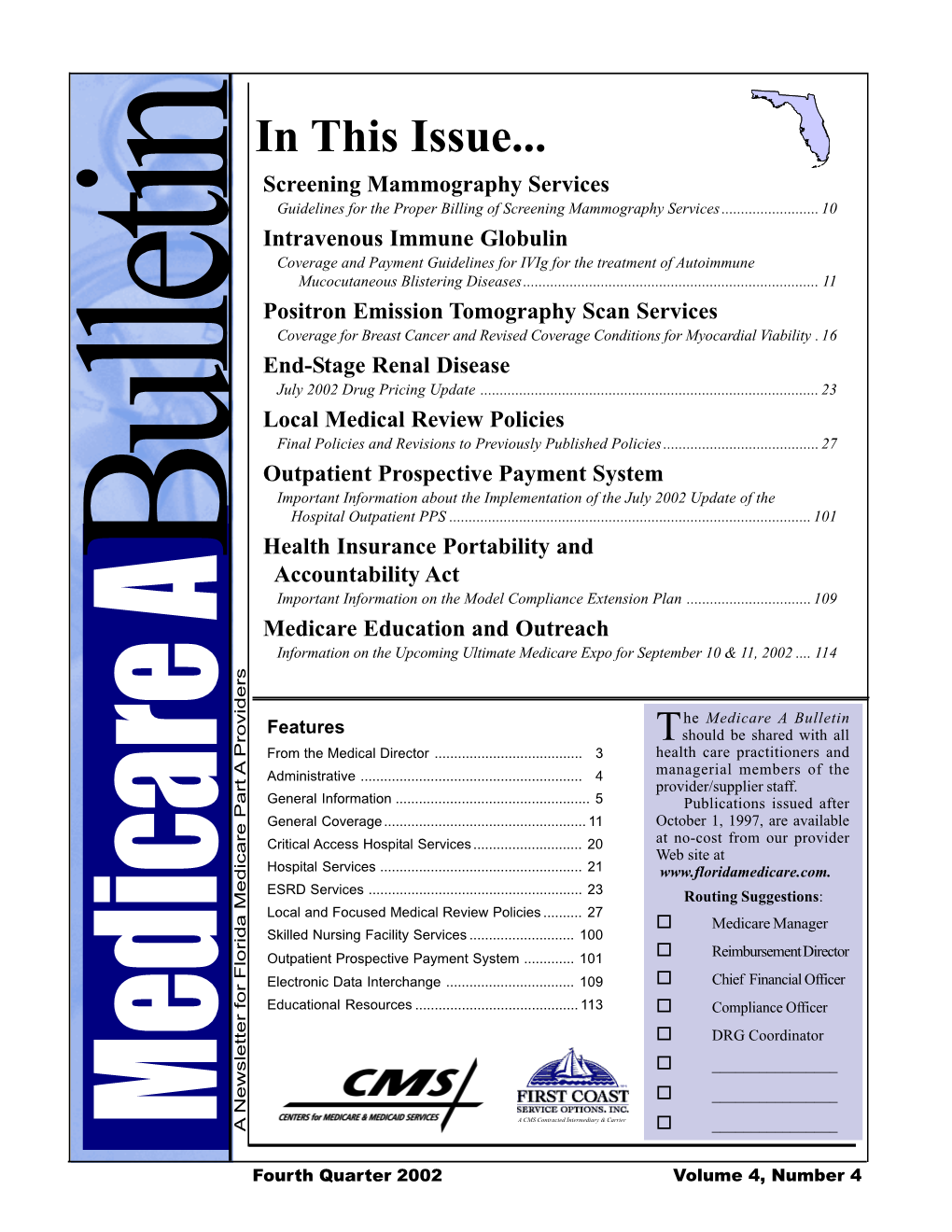 Fourth Quarter 2002 Medicare a Bulletin Is Publication Schedule
