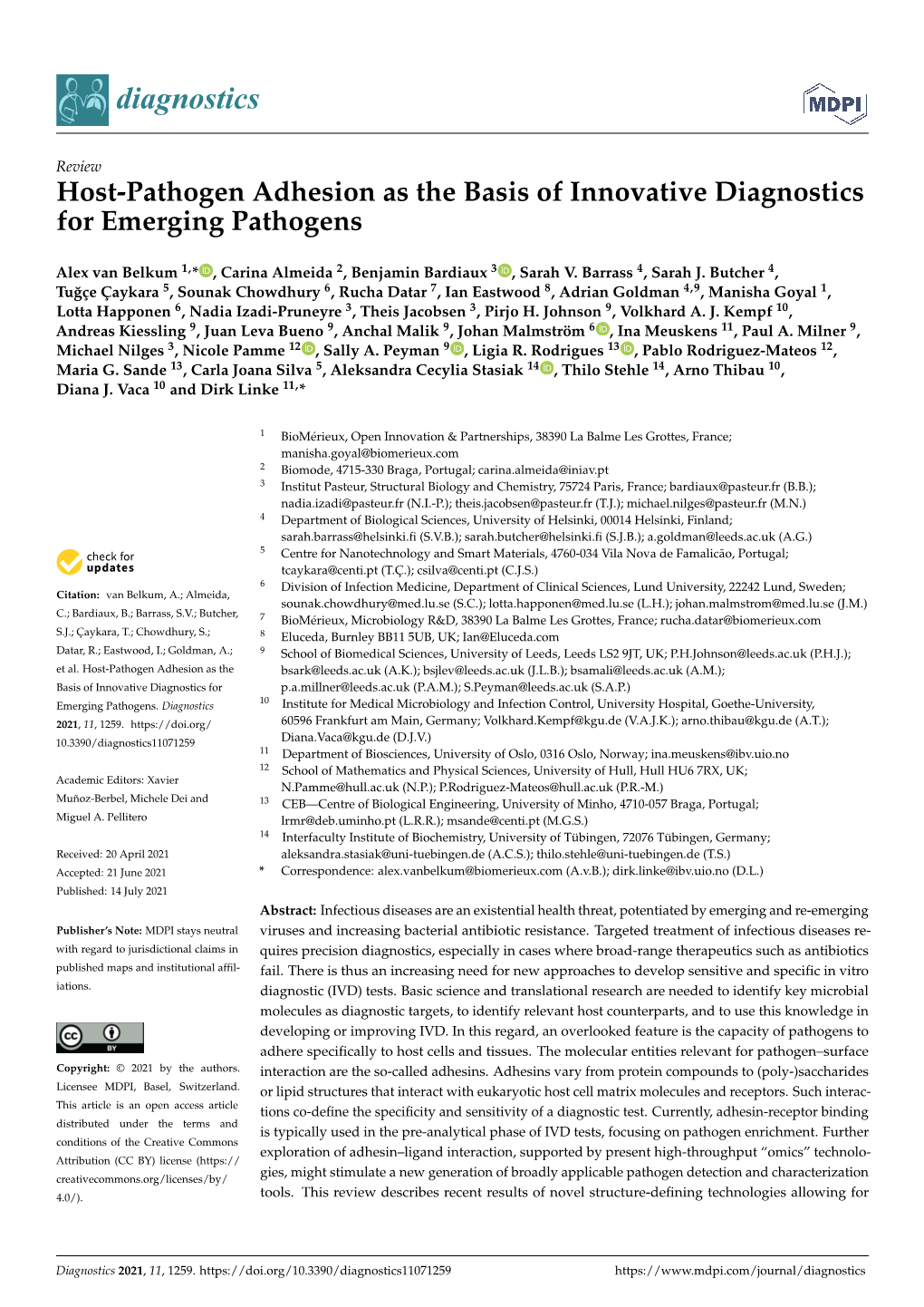 Host-Pathogen Adhesion As the Basis of Innovative Diagnostics for Emerging Pathogens