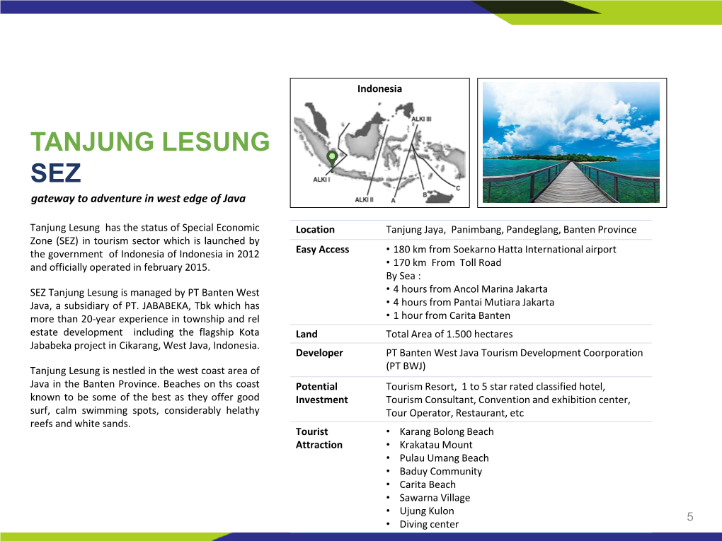 TANJUNG LESUNG SEZ Gateway to Adventure in West Edge of Java