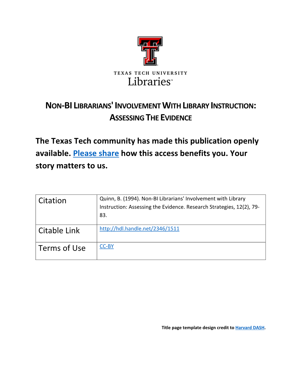 Article with TTU Libraries Cover Page