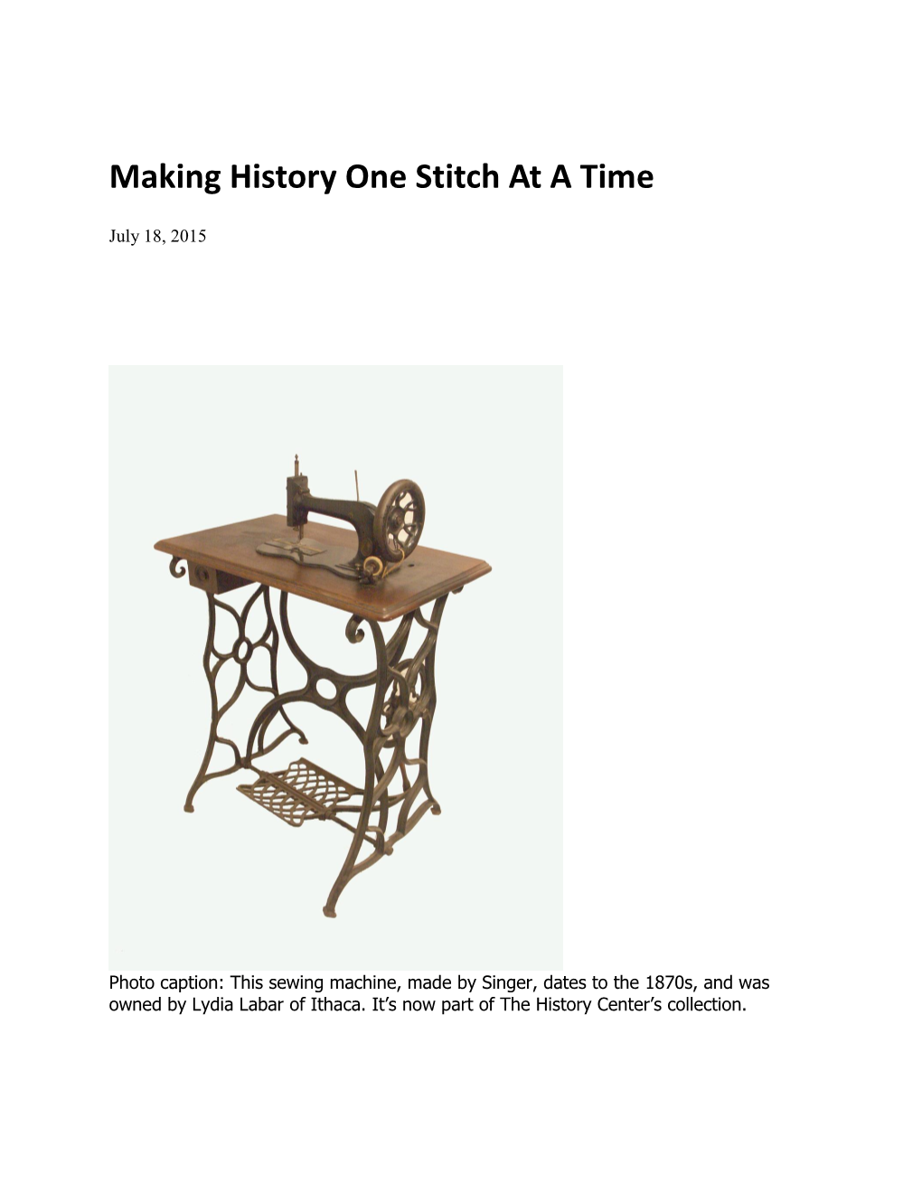 Making History One Stitch at a Time