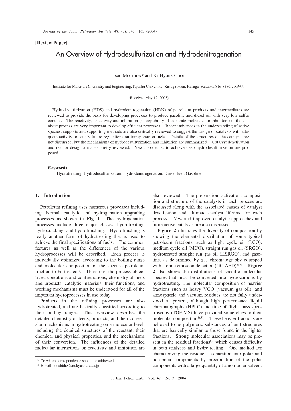 An Overview of Hydrodesulfurization and Hydrodenitrogenation