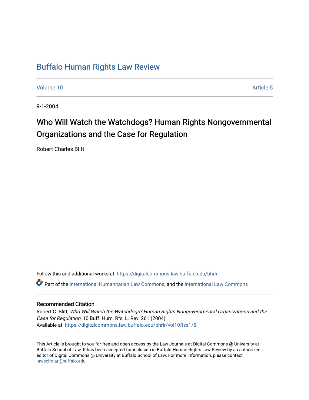 Who Will Watch the Watchdogs? Human Rights Nongovernmental Organizations and the Case for Regulation