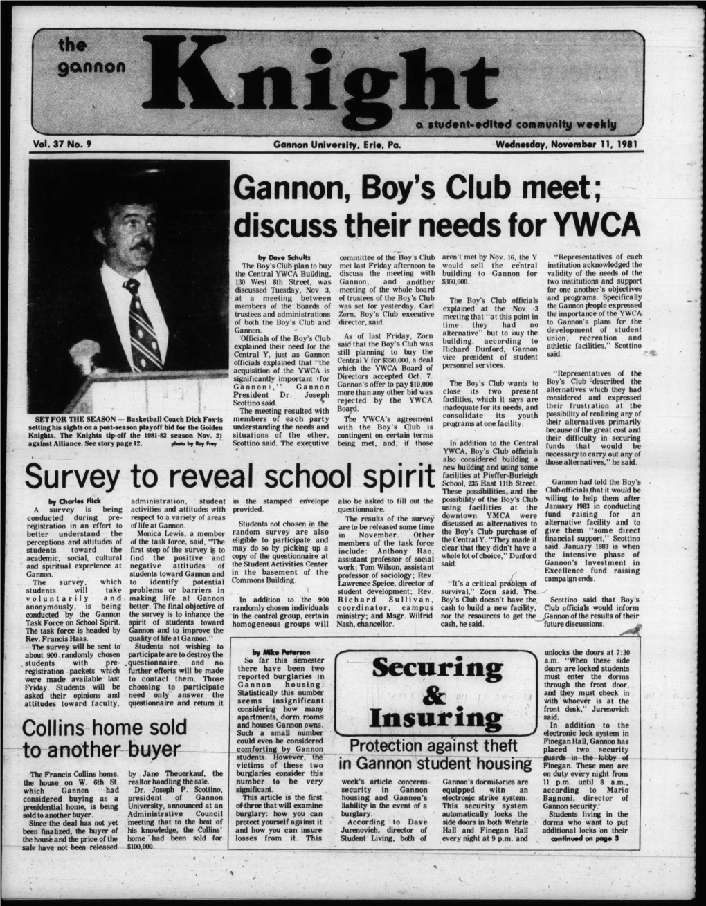 Gannon, Boy's Club Meet; Discuss Their Needs for YWCA Survey To