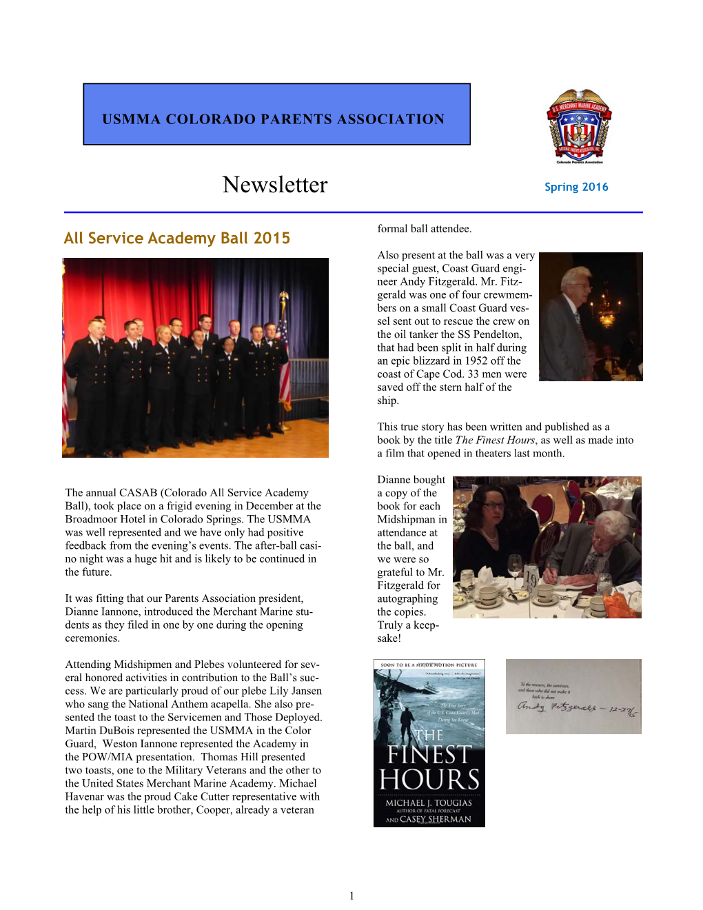 USMMA Newsletter Spring 2016.Pub