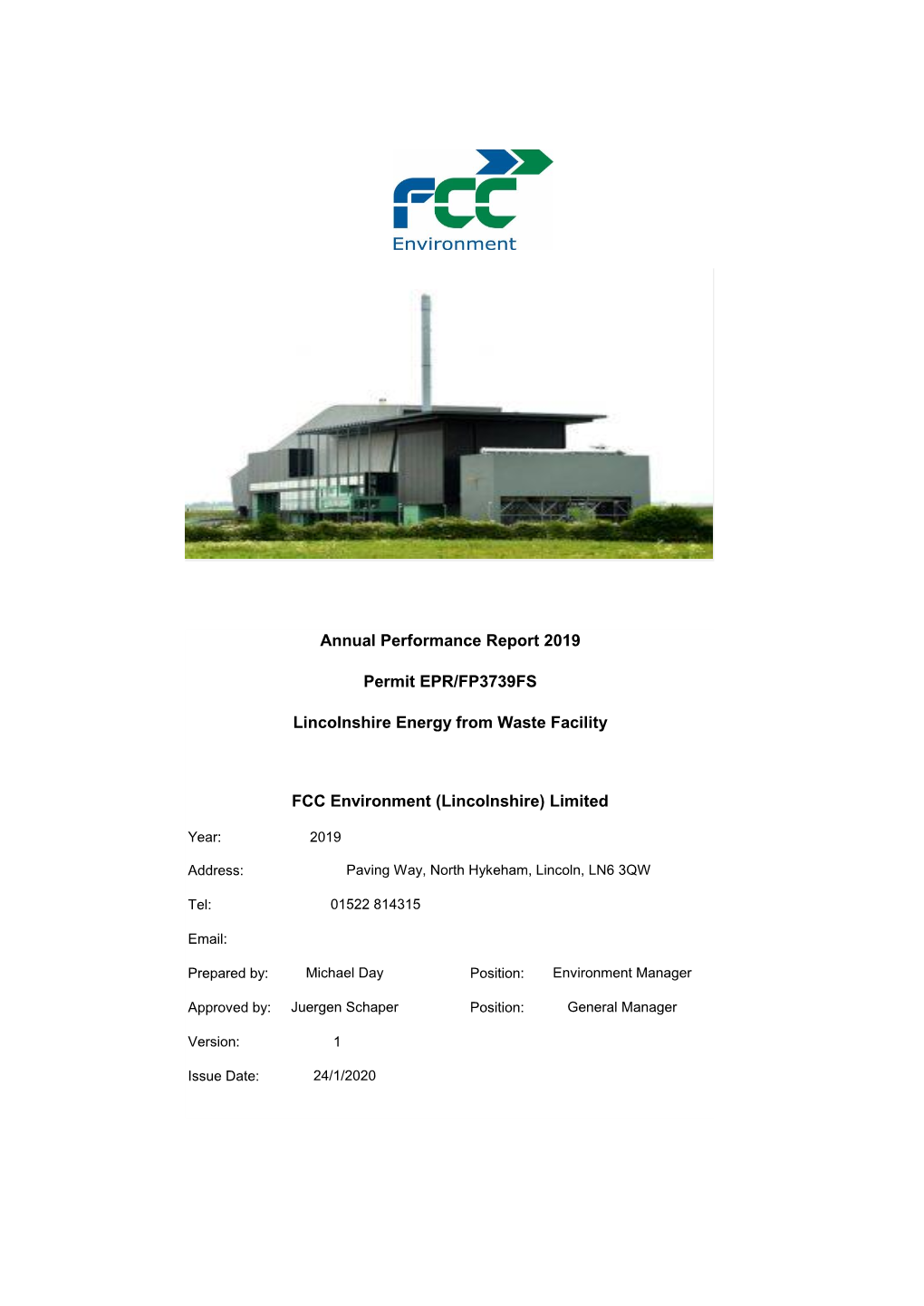 FCC Environment (Lincolnshire) Limited Annual Performance Report