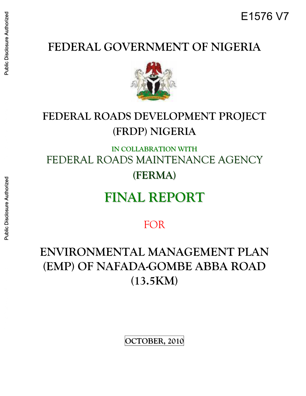 NIGERIA Public Disclosure Authorized