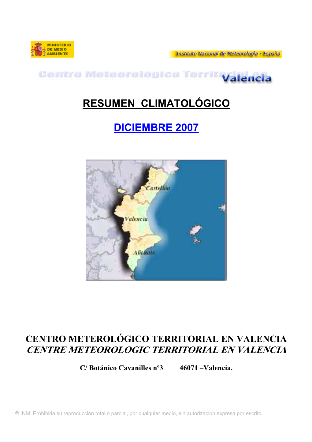 Resumen Climatológico Diciembre 2007