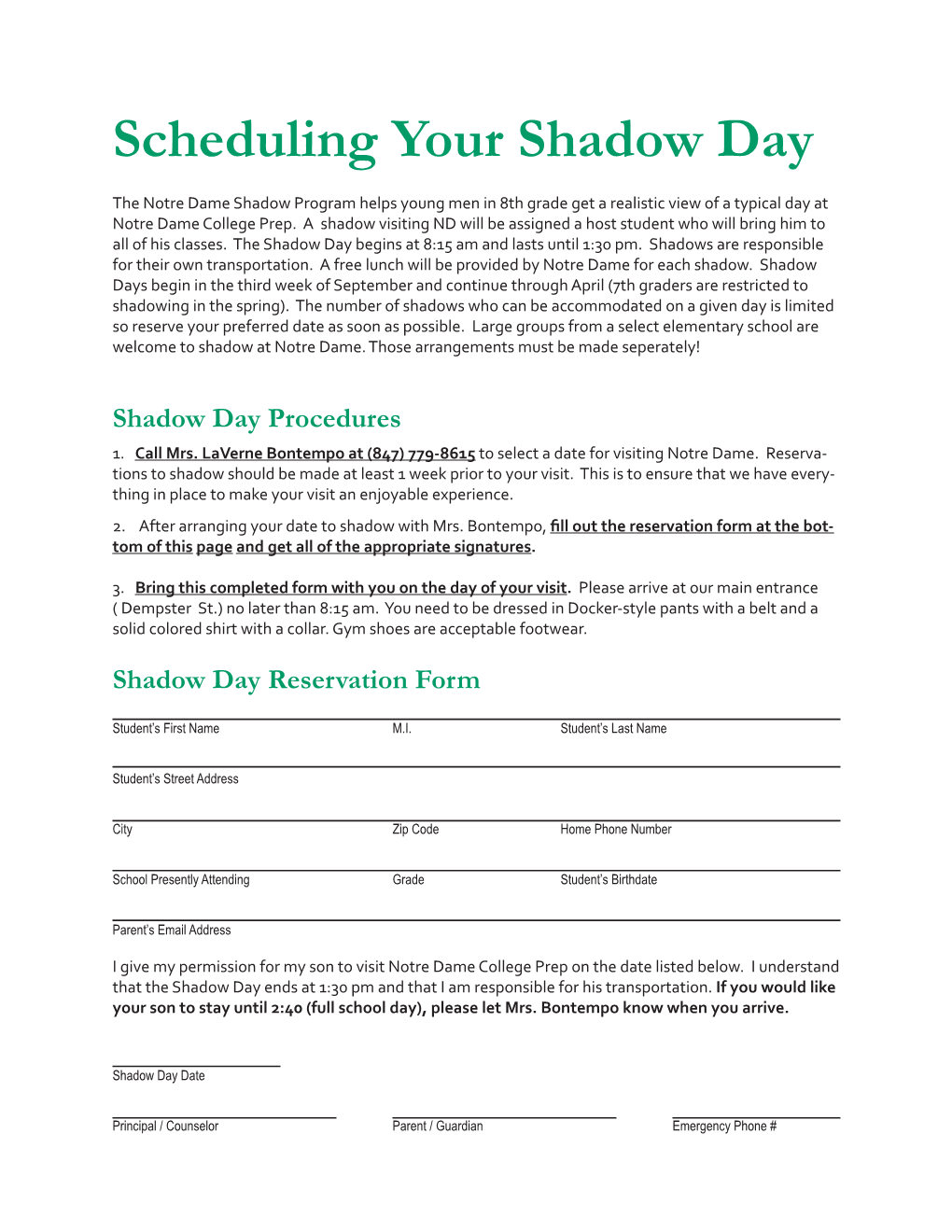 Scheduling Your Shadow Day