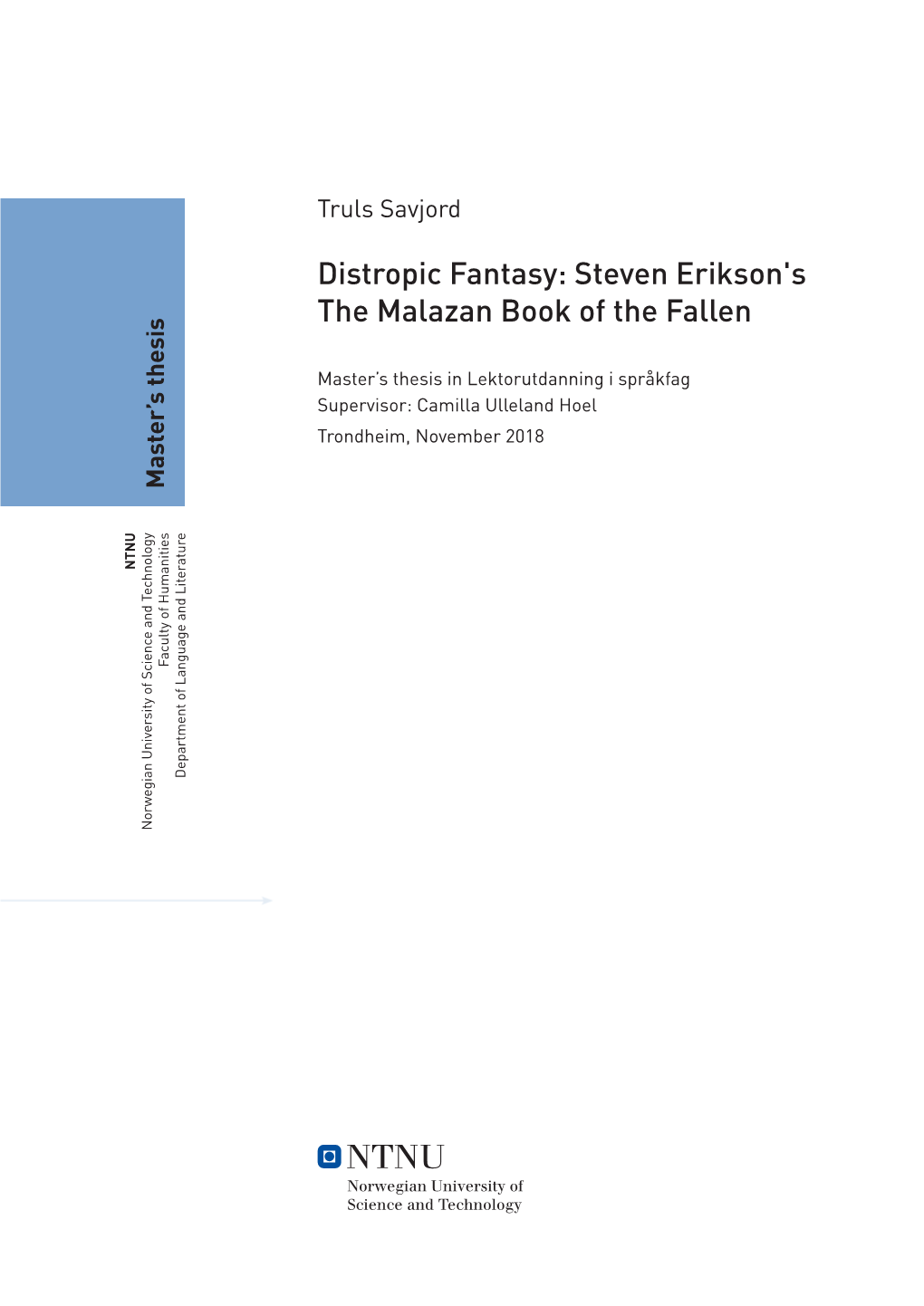 Distropic Fantasy: Steven Erikson's the Malazan Book of the Fallen