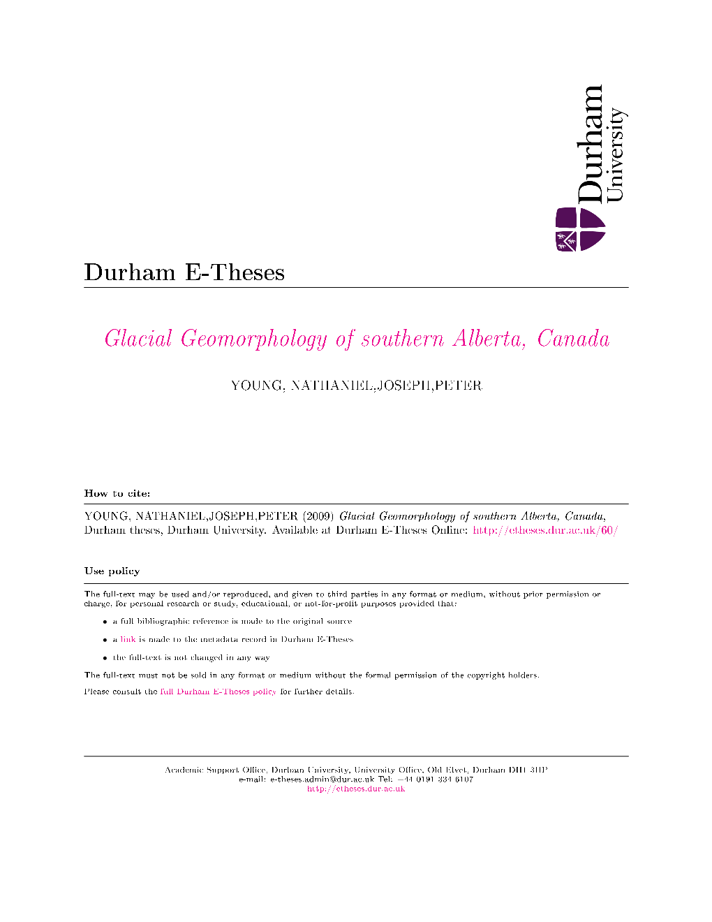 Glacial Geomorphology of Southern Alberta, Canada