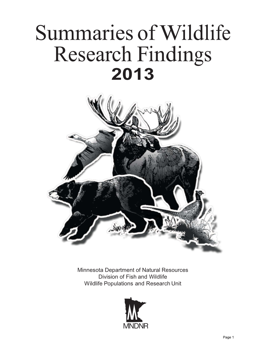 Summaries of Wildlife Research Findings 2013