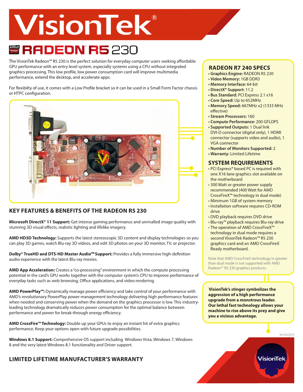 Key Features & Benefits of the Radeon R5 230 Limited