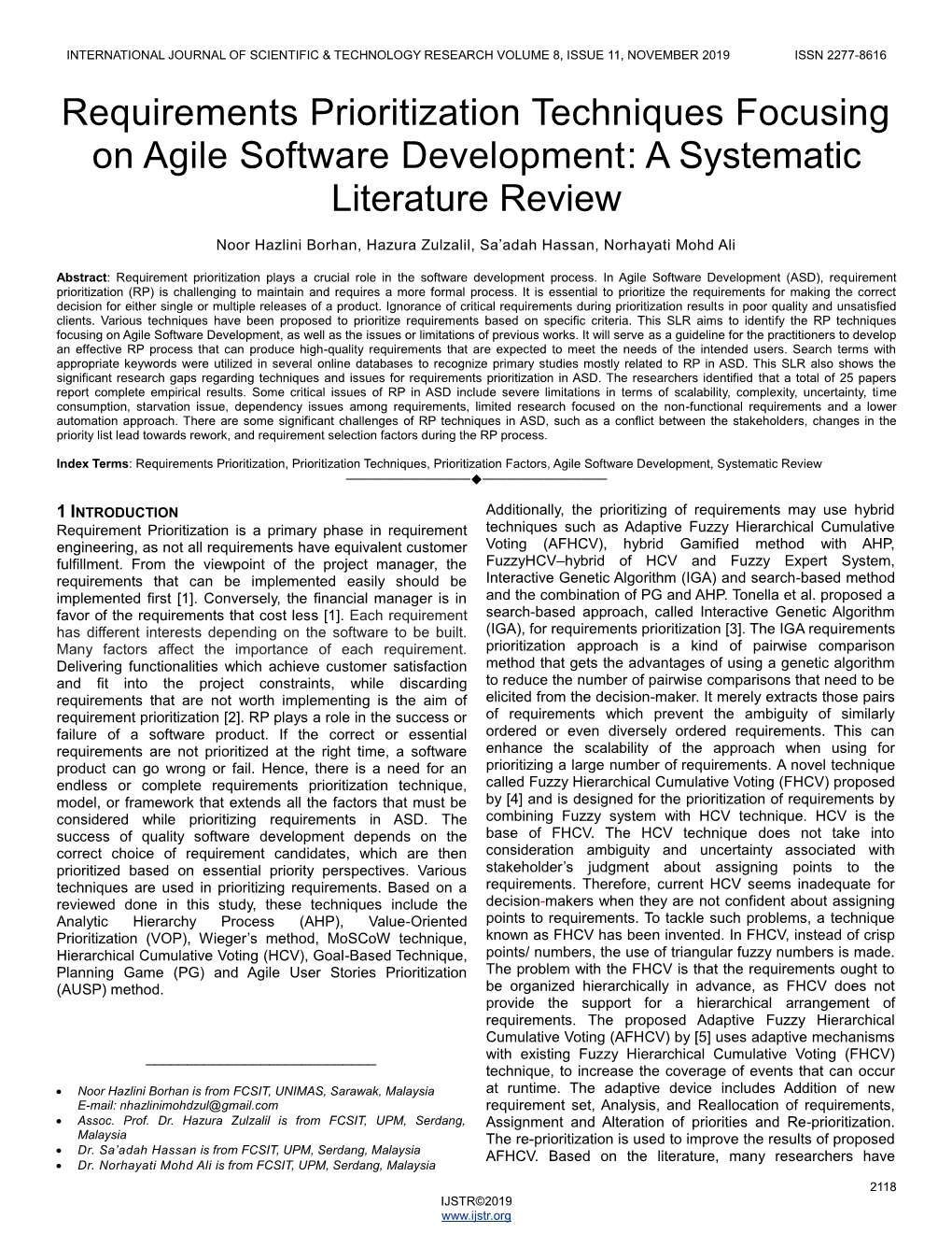 Requirements Prioritization Techniques Focusing on Agile Software Development: a Systematic Literature Review