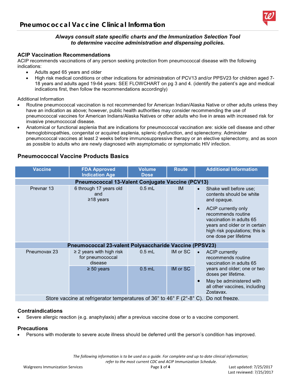 Pneumococcal Vaccine Clinical Information