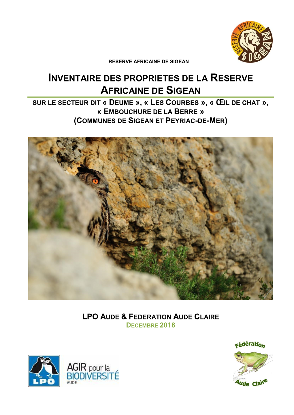 Inventaire Des Proprietes De La Reserve Africaine De