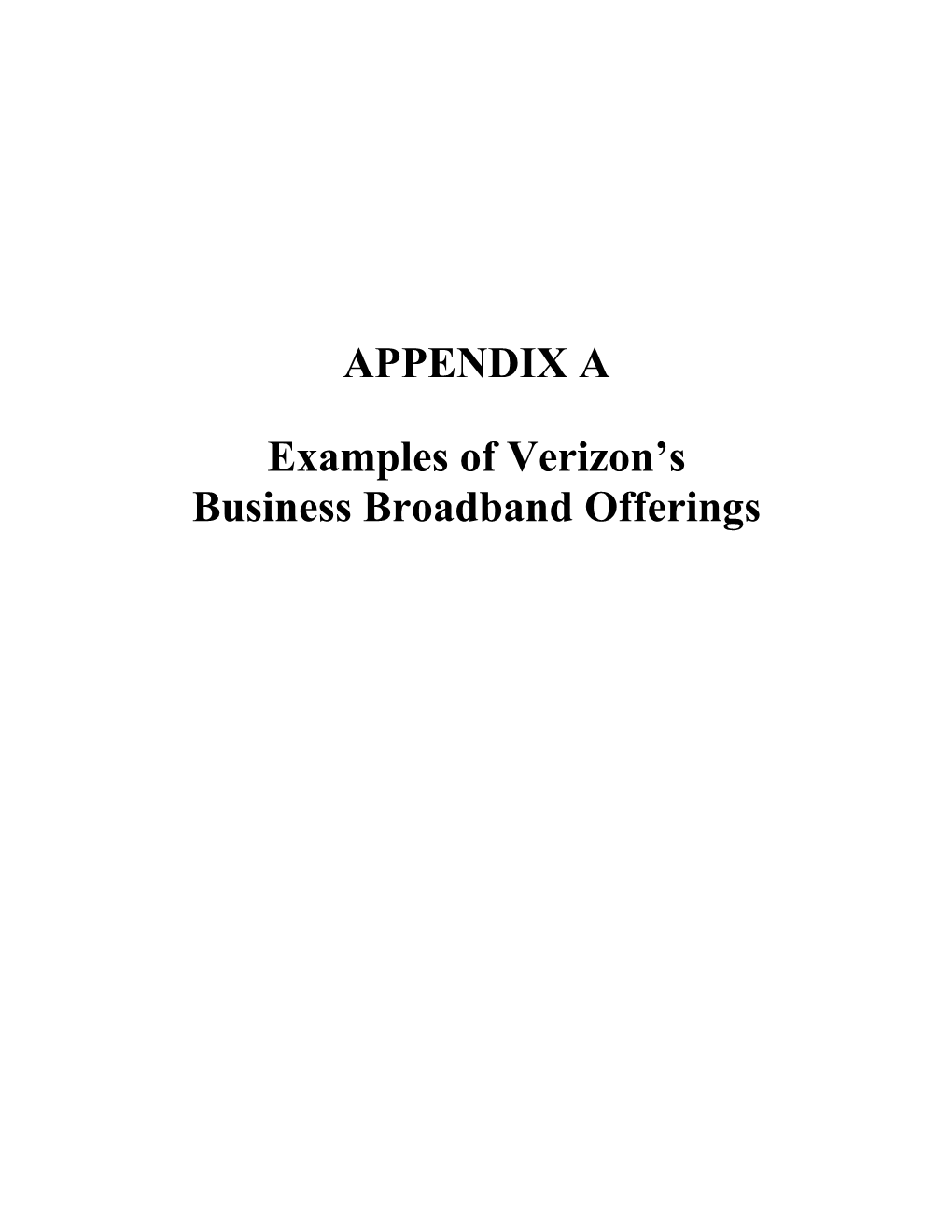 APPENDIX a Examples of Verizon's Business Broadband Offerings