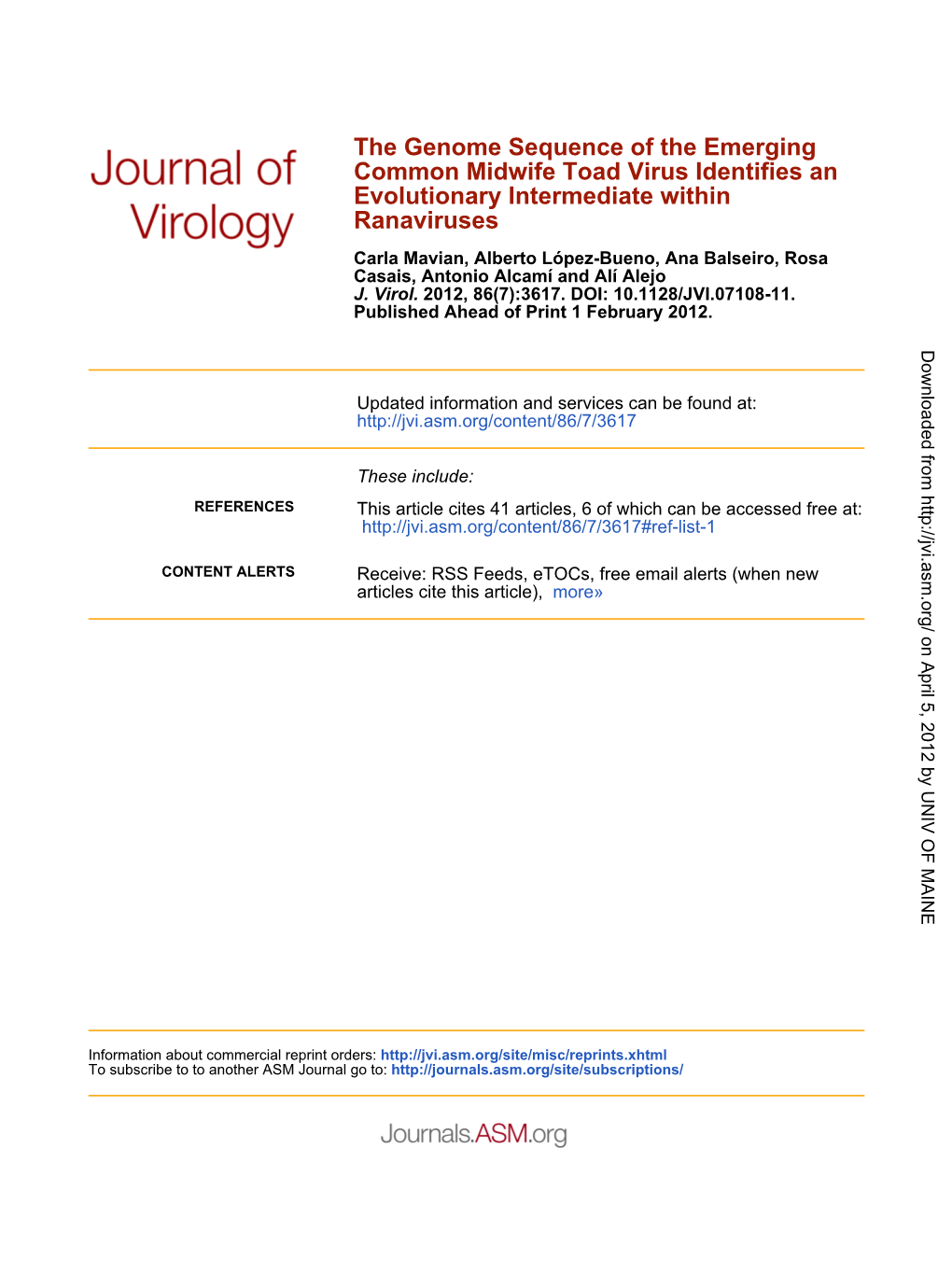 Ranaviruses Evolutionary Intermediate Within Common