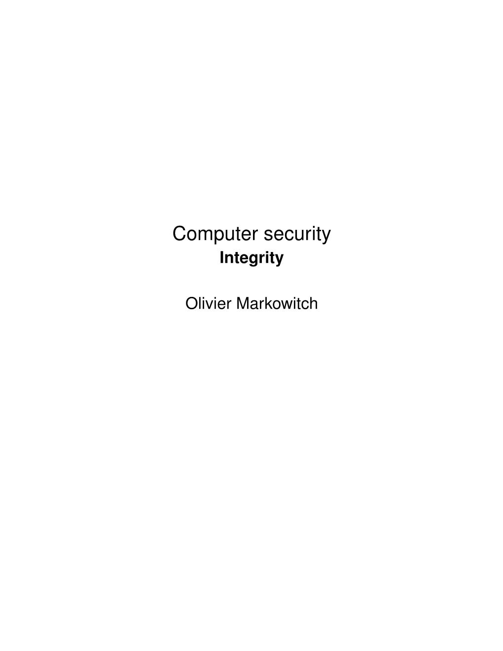 Computer Security Integrity