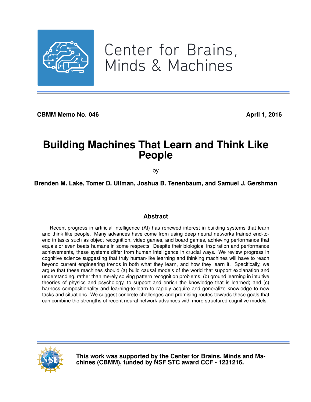 Building Machines That Learn and Think Like People