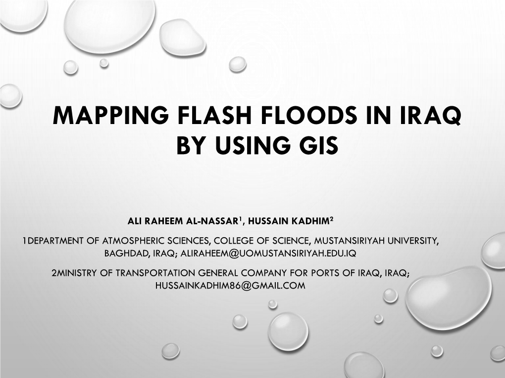 Mapping Flash Floods in Iraq by Using Gis