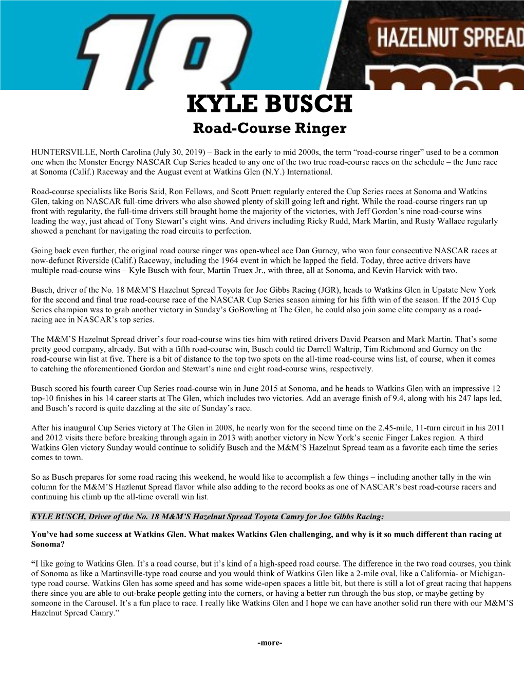 KYLE BUSCH Road-Course Ringer