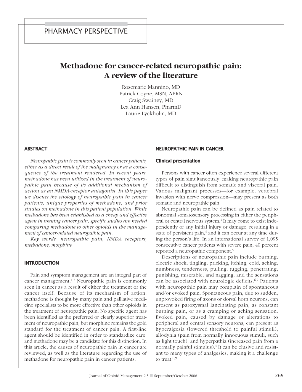 Methadone for Cancer-Related Neuropathic Pain