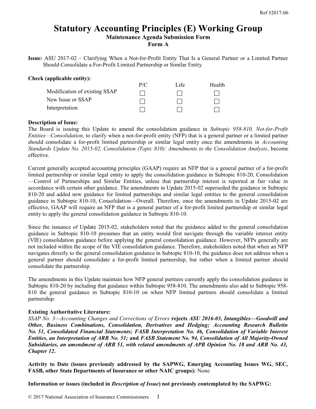 Statutory Accounting Principles Working Group s7