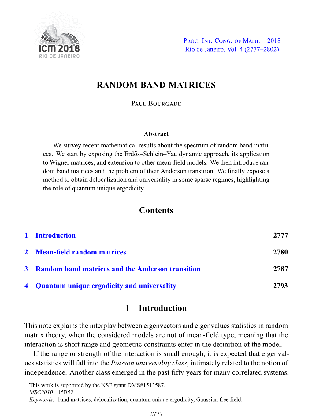 Random Band Matrices