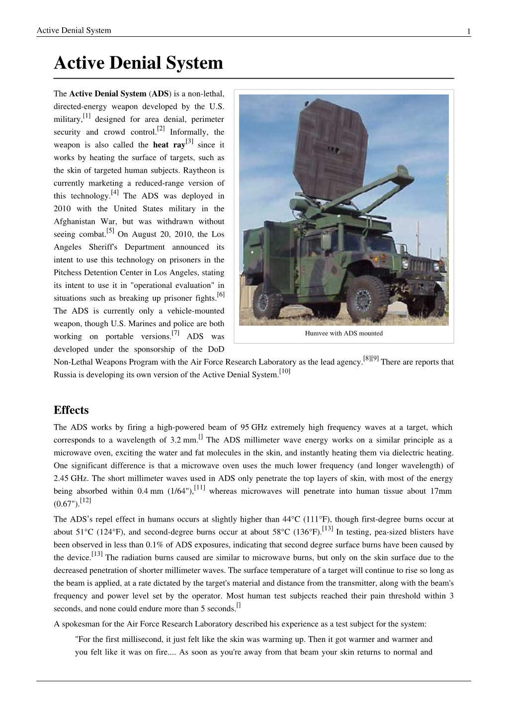 Active Denial System 1 Active Denial System