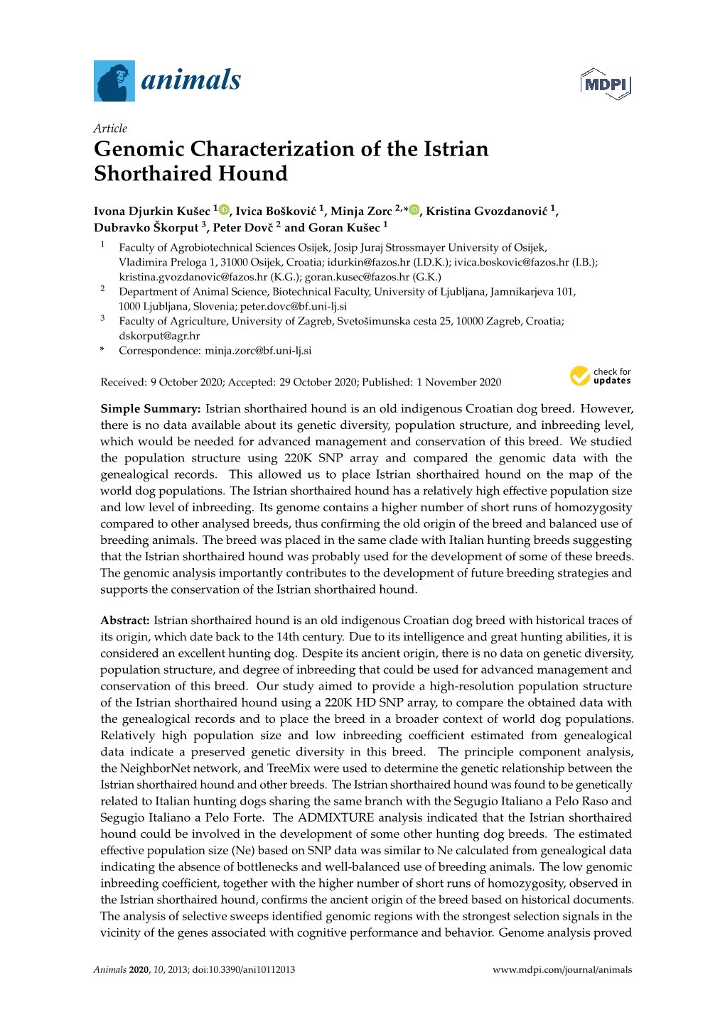 Genomic Characterization of the Istrian Shorthaired Hound