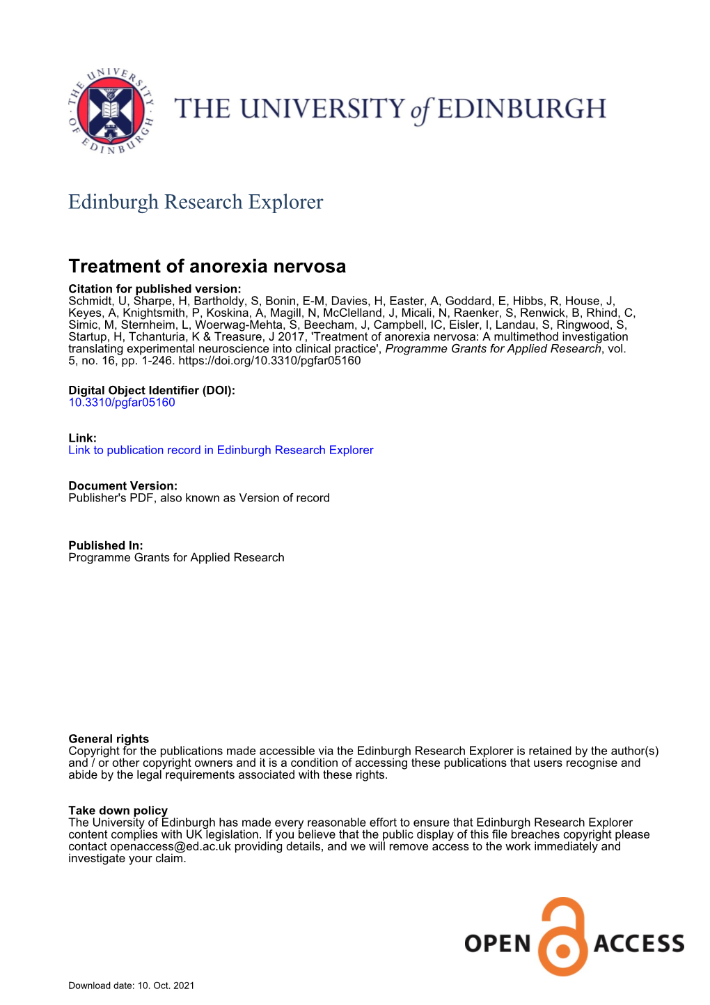 Treatment of Anorexia Nervosa