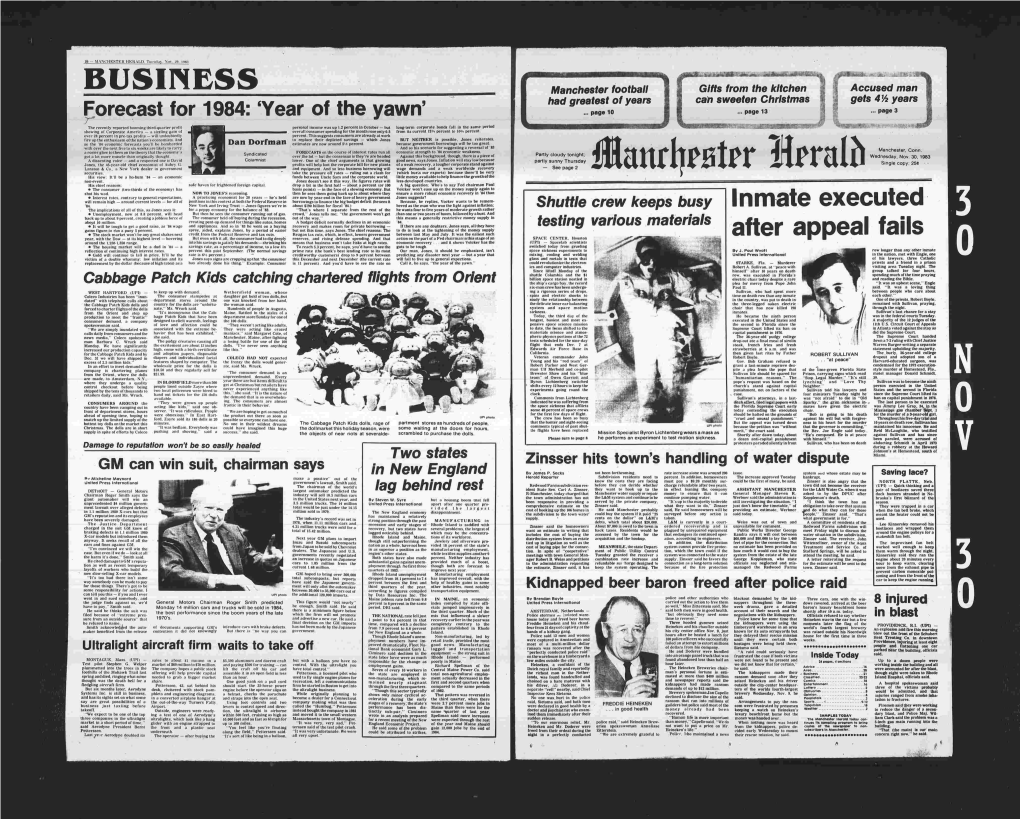 BUSINESS Manchester Football Gifts from the Kitchen Accused Man Had Greatest of Years Can Sweeten Christmas Gets 4% Years Forecast for 1984: ‘Year of the Yawn’