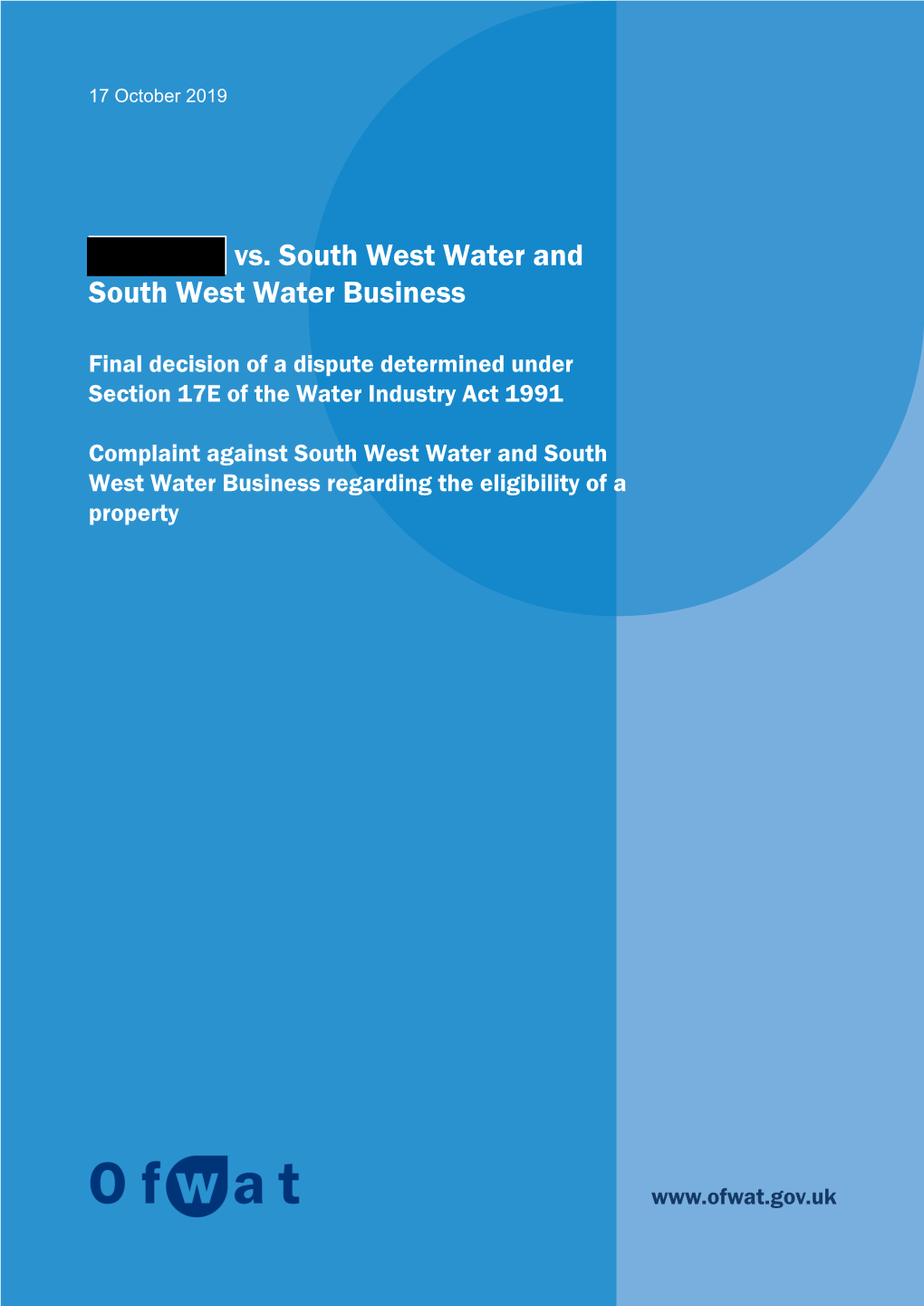 Vs. South West Water and South West Water Business