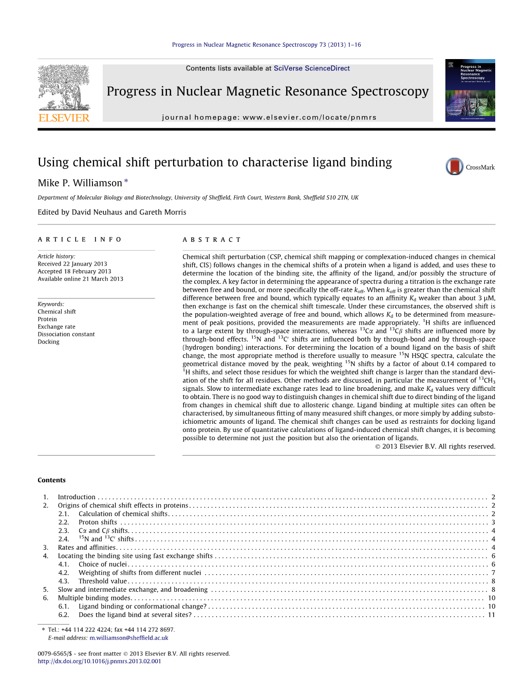 Using Chemical Shift Perturbation to Characterise Ligand Binding ⇑ Mike P