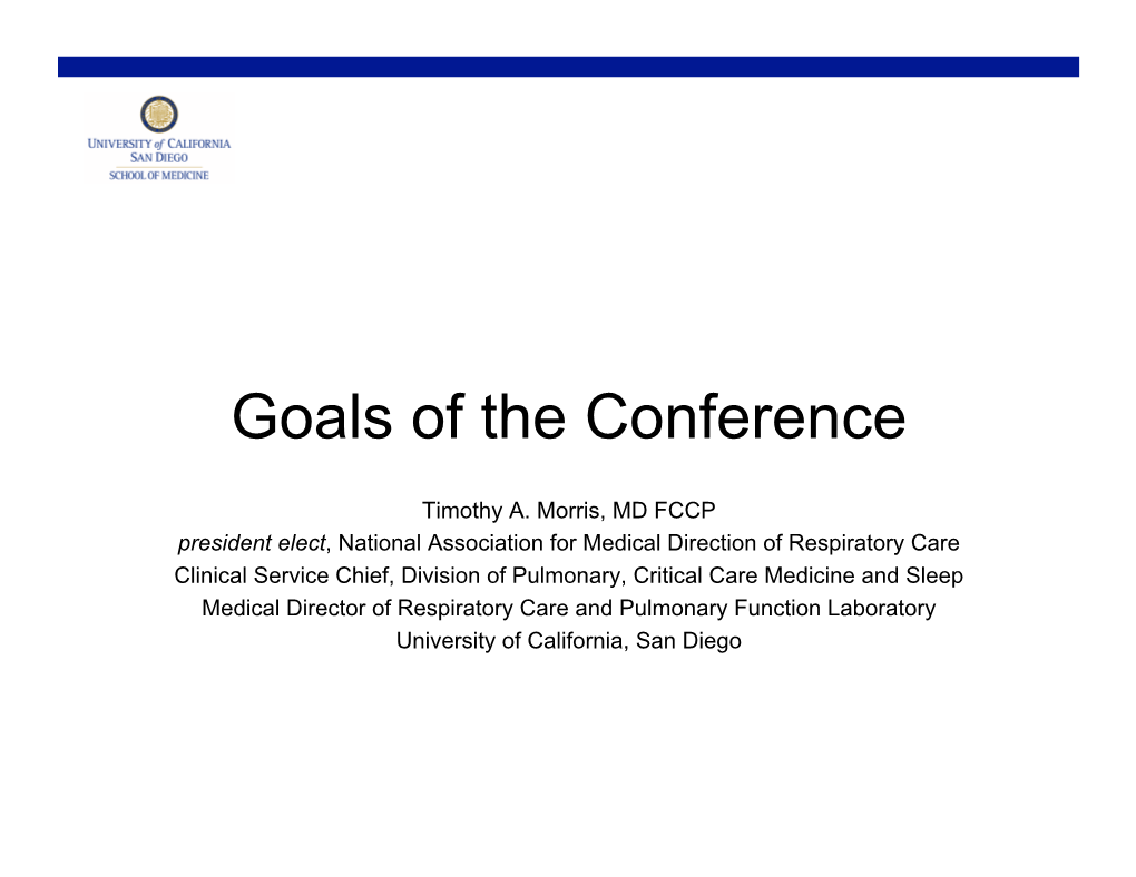 Goals of the Conference