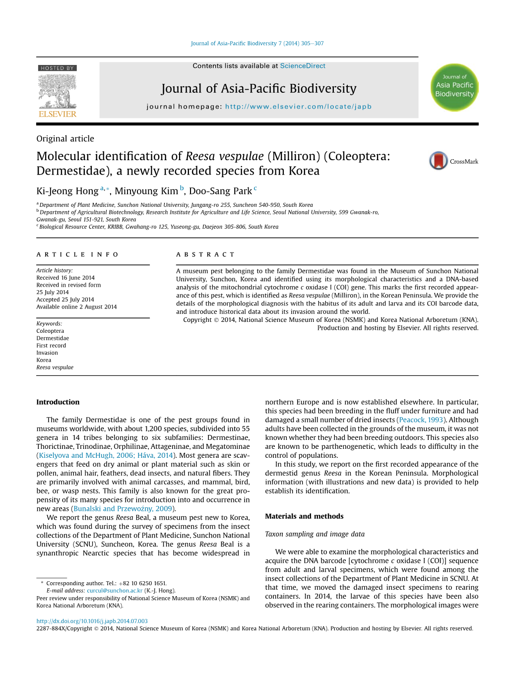 Molecular Identification of Reesa Vespulae (Milliron