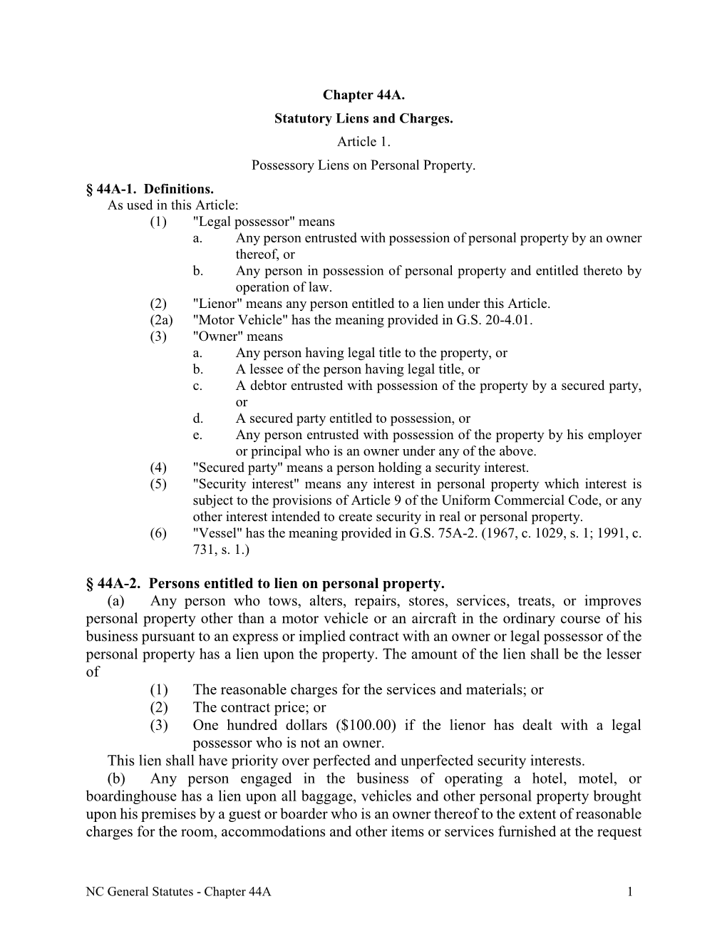 44A-2. Persons Entitled to Lien on Personal Property