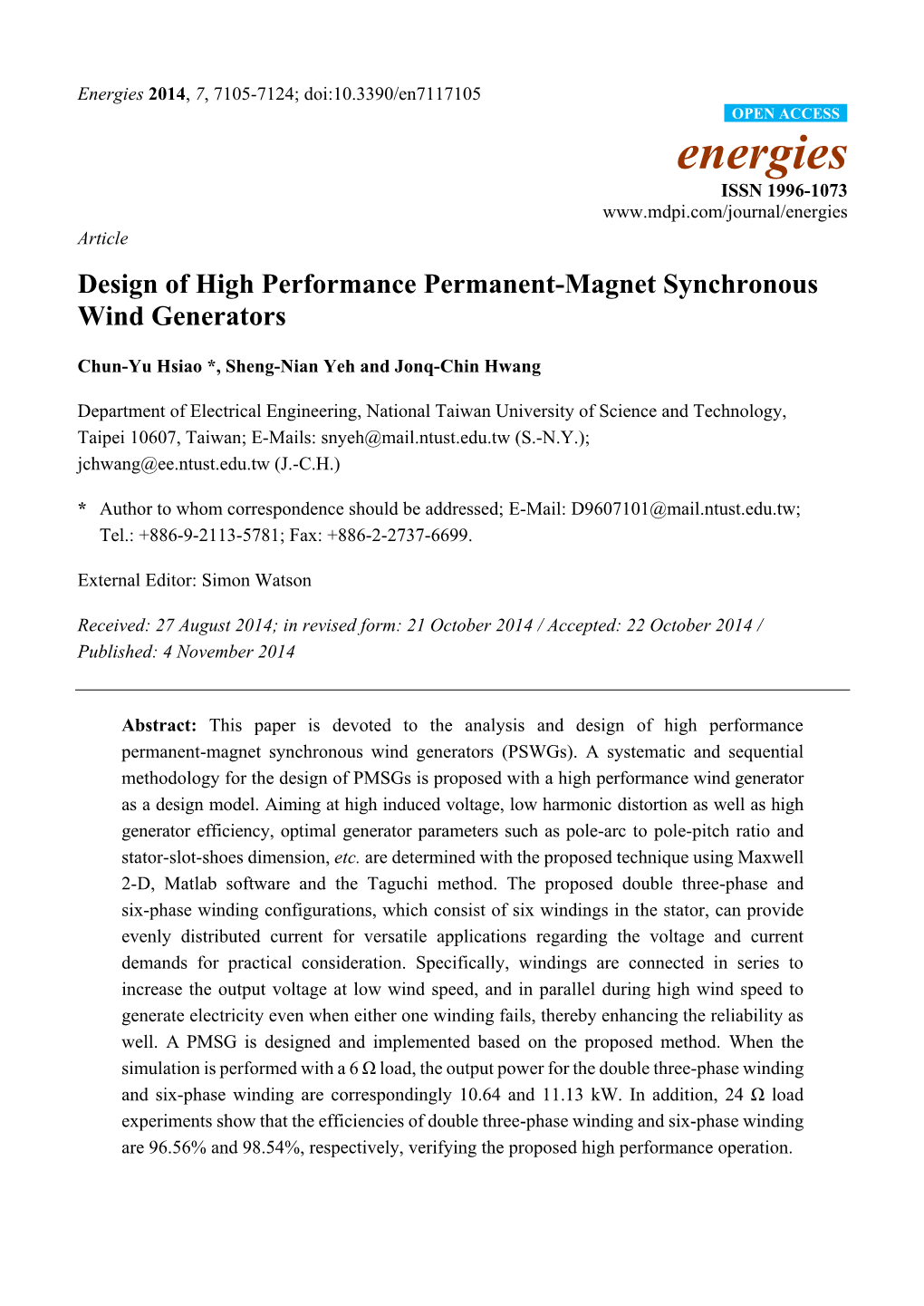 Design of High Performance Permanent-Magnet Synchronous Wind Generators