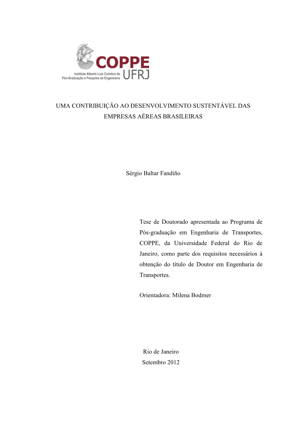 Uma Contribuição Ao Desenvolvimento Sustentável Das Empresas Aéreas Brasileiras