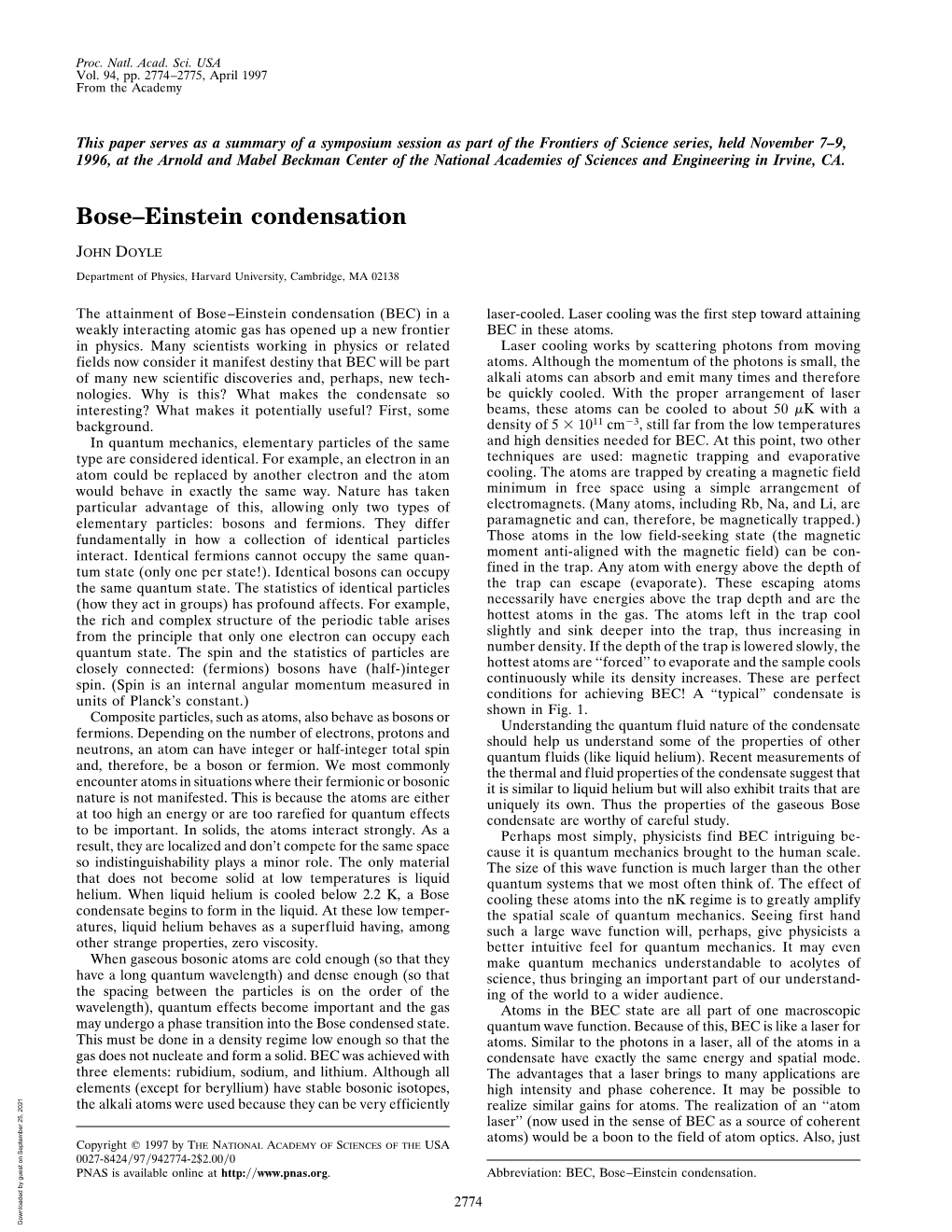 Bose–Einstein Condensation