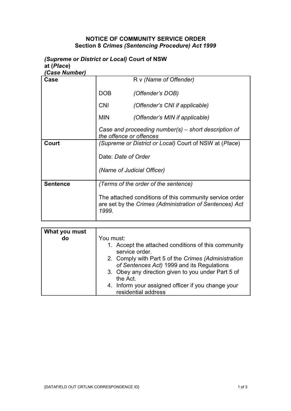 Court Order Notice