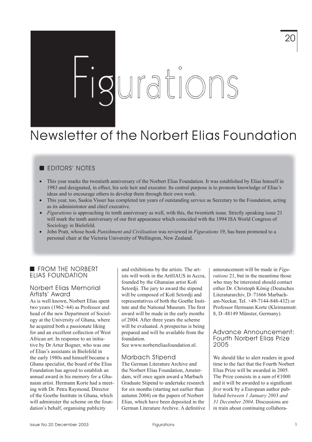 Newsletter of the Norbert Elias Foundation