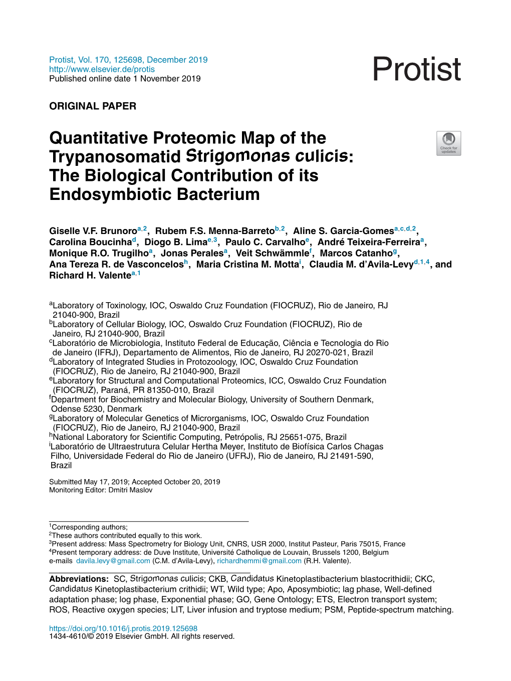 Quantitative Proteomic Map of the Trypanosomatid Strigomonas Culicis